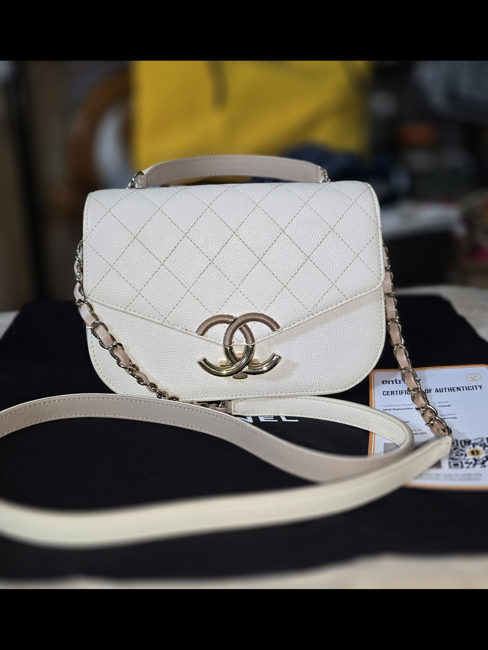 Chanel Coco Cuba Top Handle Flap Ivory Shoulder/Crossbody Bag